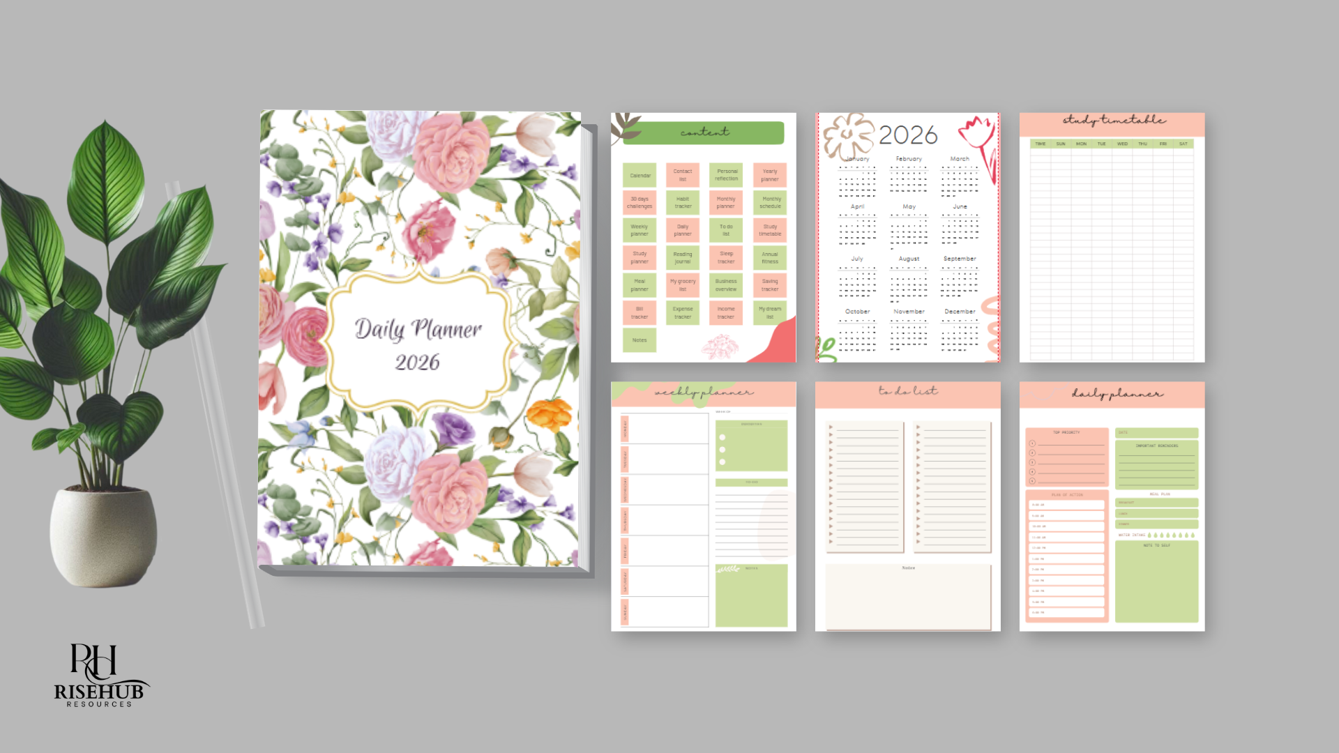 Home daily planner 2026 | 30+ pages printable daily planner for productivity, goals & time management