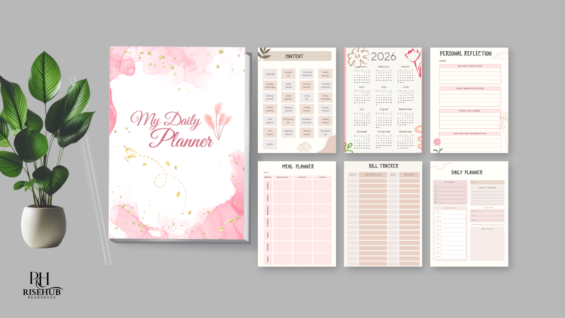 Home daily planner 2026 | 30+ pages printable daily planner for productivity, goals & time management (copy) (copy)